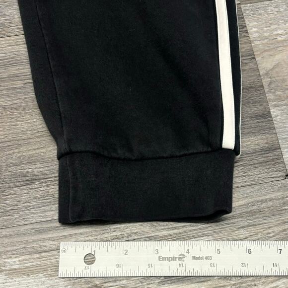 Adidas Essentials Black White 3 Stripes Mens L Warm Up Taper Jogger Track Pants - Picture 13 of 14